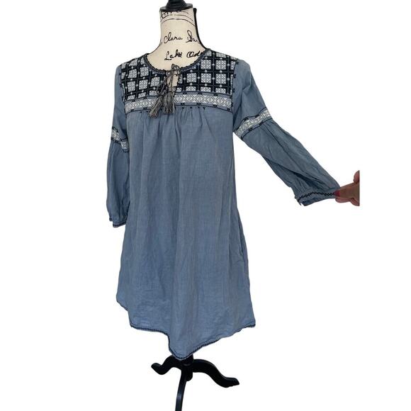 ULLA JOHNSON MINI DRESS AUGUST EMBROIDERED BLUE SZ 6 FRINGE AESTHETIC CORE - Picture 8 of 16